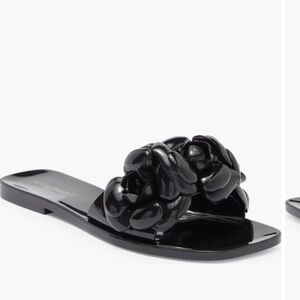 NEW Jeffrey Campbell Floralee Black rubber slide sandals women size 6